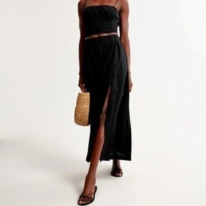 Black linen Women's Skirt
